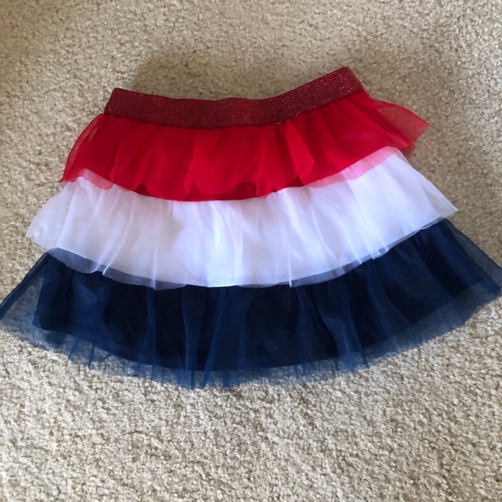 Way to Celebrate Toddler Girls 3T Tiered Tutu red white and blue 4th of July